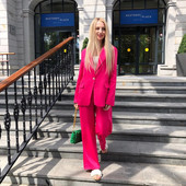 XEASY 2021. Ženski dvodijelni set satenski ružičasto crveni vintage uredski ženski sako s jednim gumbom Ženski elastični odijela s hlačama visokog struka