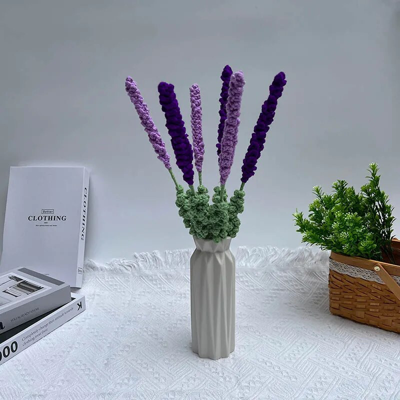 Ručno pleteni lažni buket lavande Umjetno cvijeće za vazu Kućna soba Stol Dekoracija za Valentinovo Cvjetni aranžman Poklon
