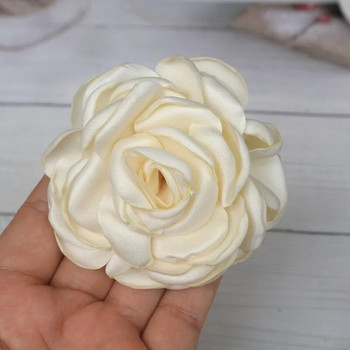 5 ΤΕΜ/Παρτίδα 8cm Μεγάλο Σατέν Ύφασμα Τεχνητά λουλούδια τριαντάφυλλου για καπέλα Φόρεμα Διακόσμηση ρούχων DIY Καρφίτσες Αξεσουάρ μαλλιών