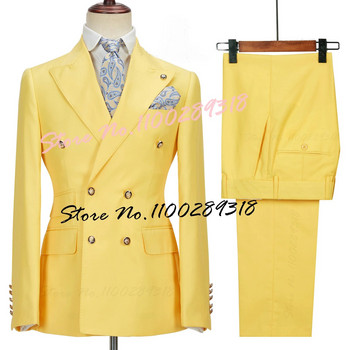 2023 Costume Homme Бели двуредни бизнес костюми за мъже Смокинги за младоженци Сватбени Terno Masculino Slim Fit 2PCS (блейзър+панталон)