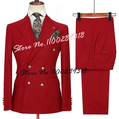 2023. gada kostīms Homme, balts, divrindu biznesa kostīms vīriešiem, līgavainis, smokings, kāzu Terno Masculino, slaids, 2 gab. (žakete + bikses)