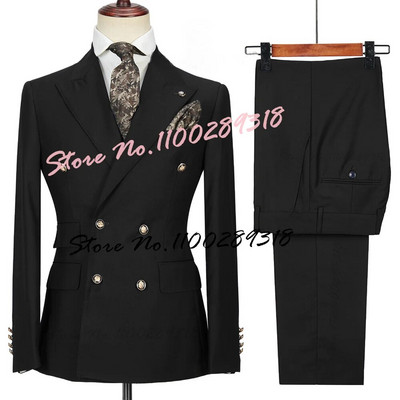 2023. gada kostīms Homme, balts, divrindu biznesa kostīms vīriešiem, līgavainis, smokings, kāzu Terno Masculino, slaids, 2 gab. (žakete + bikses)