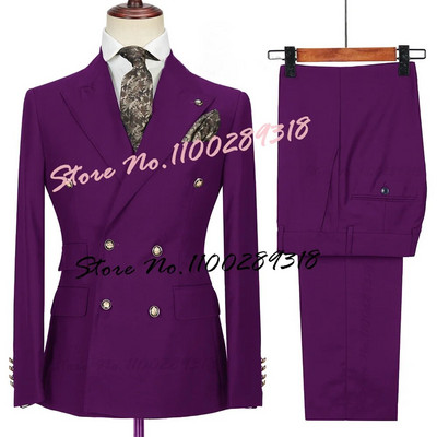 2023. gada kostīms Homme, balts, divrindu biznesa kostīms vīriešiem, līgavainis, smokings, kāzu Terno Masculino, slaids, 2 gab. (žakete + bikses)