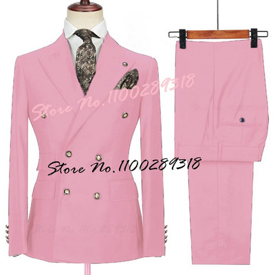 2023. gada kostīms Homme, balts, divrindu biznesa kostīms vīriešiem, līgavainis, smokings, kāzu Terno Masculino, slaids, 2 gab. (žakete + bikses)