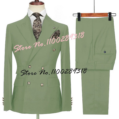 2023. gada kostīms Homme, balts, divrindu biznesa kostīms vīriešiem, līgavainis, smokings, kāzu Terno Masculino, slaids, 2 gab. (žakete + bikses)