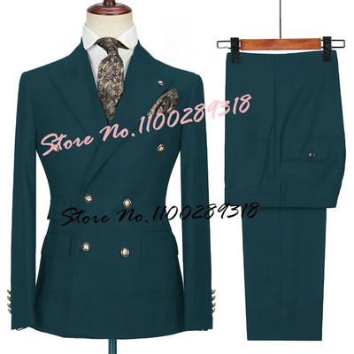 2023. gada kostīms Homme, balts, divrindu biznesa kostīms vīriešiem, līgavainis, smokings, kāzu Terno Masculino, slaids, 2 gab. (žakete + bikses)