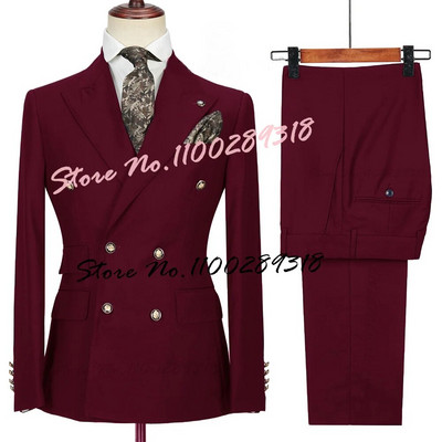 2023. gada kostīms Homme, balts, divrindu biznesa kostīms vīriešiem, līgavainis, smokings, kāzu Terno Masculino, slaids, 2 gab. (žakete + bikses)