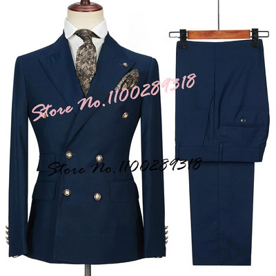 2023. gada kostīms Homme, balts, divrindu biznesa kostīms vīriešiem, līgavainis, smokings, kāzu Terno Masculino, slaids, 2 gab. (žakete + bikses)