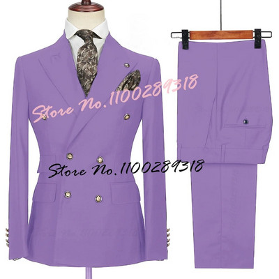 2023. gada kostīms Homme, balts, divrindu biznesa kostīms vīriešiem, līgavainis, smokings, kāzu Terno Masculino, slaids, 2 gab. (žakete + bikses)