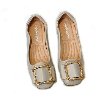 BEYARNE Европейски стил Удобни кожени обувки с квадратна глава Метална декорация Меко дъно Плоски обувки за бременни жени zapatos de