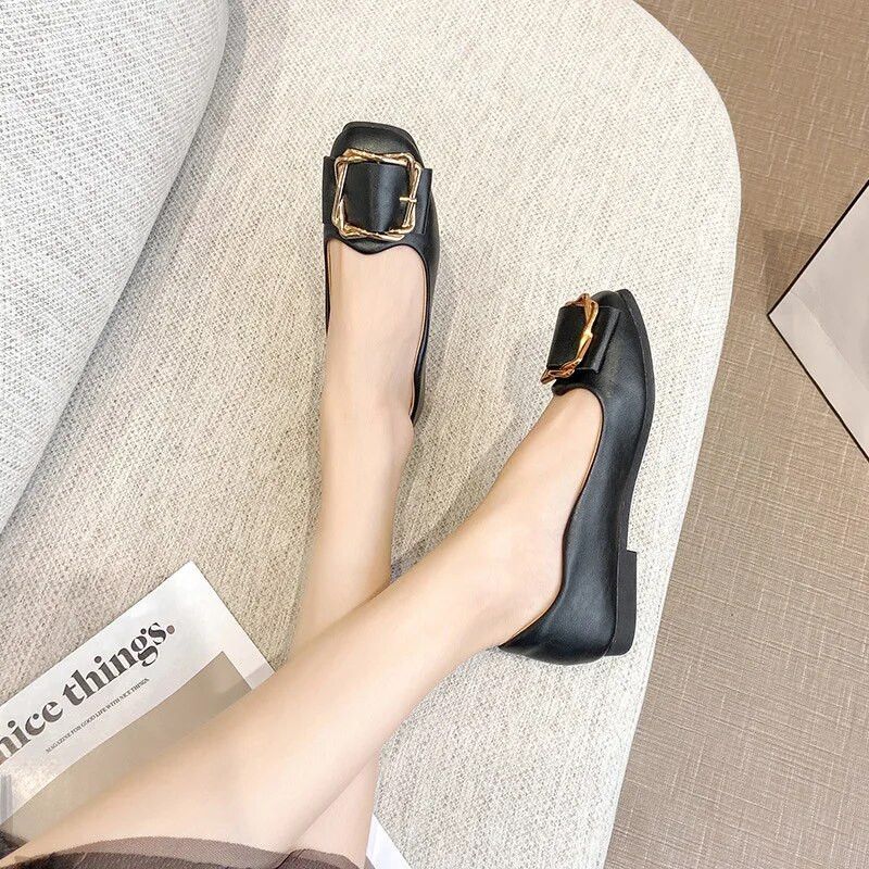 BEYARNE Eiropas stila Ērtas kvadrātveida galvas ādas apavi metāla apdarei mīksta apakša grūtniecēm plakani apavi zapatos de