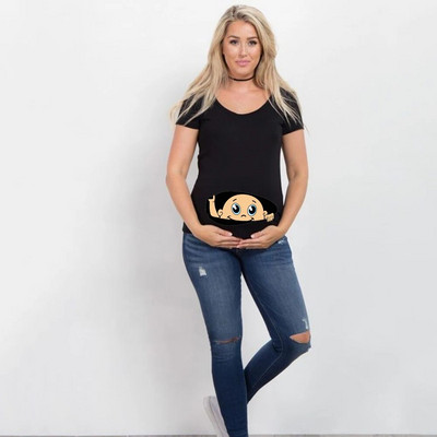 Terhes nők Kismama Ruhák Rövid ujjú Rajzfilm Print Topok Terhességi póló Szoptatási Ruhák Ropa Kismama Póló