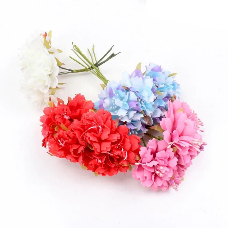 6Pcs/lot 3cm svilene krizanteme, glava umjetnog cvijeća, DIY vijenac, poklon kutija, obrt, lažni cvijet za vjenčanje, dekoracija kućne zabave