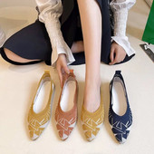 Nove ženske ravne cipele iz 2022., modne, dokolice, udobne za hodanje, velike veličine, šiljate, plitke elastične pletenice, svestrane