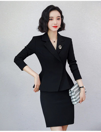 IZICFLY pavasara rudens jauni modes formas tērpi lietišķajiem kostīmiem ar biksēm slaids biroja žakete sieviešu darba apģērbs 2 daļ. komplekts zils