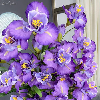 SunMade Easy Shaped Large Iris Flower Branch Домашна сватбена украса Фалшиви растения Консумативи за аранжиране на цветя Flores Artificales