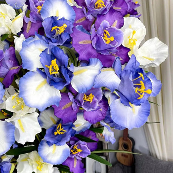 SunMade Easy Shaped Large Iris Flower Branch Домашна сватбена украса Фалшиви растения Консумативи за аранжиране на цветя Flores Artificales