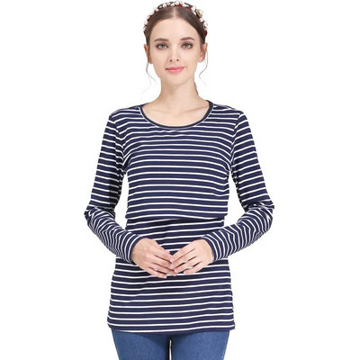 Prugaste trudničke majice dugih rukava Odjeća za dojenje za trudnice Pamučne majice nakon poroda Besplatna dostava