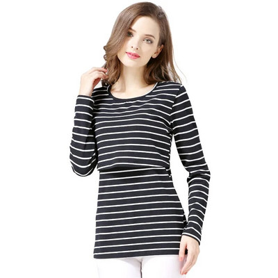 Prugaste trudničke majice dugih rukava Odjeća za dojenje za trudnice Pamučne majice nakon poroda Besplatna dostava
