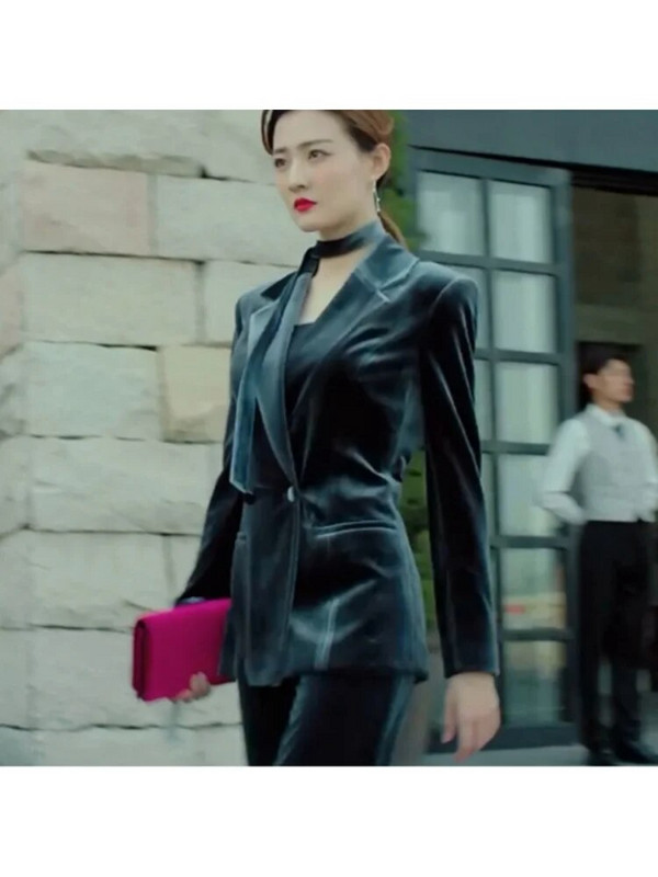 Seiwnibu žensko odijelo 2-dijelni sako + hlače zvijezda s istim paragrafom baršunasto žensko odijelo blejzeri hlače profesionalni set