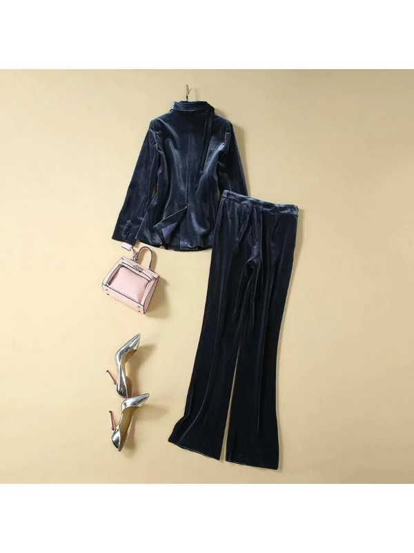 Seiwnibu žensko odijelo 2-dijelni sako + hlače zvijezda s istim paragrafom baršunasto žensko odijelo blejzeri hlače profesionalni set