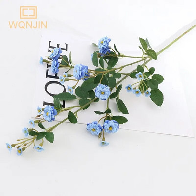 WQNJIN 75cm plave visokokvalitetne europske mini ruže duge grane umjetno svileno cvijeće kućni stol središnji dio sobe dekor
