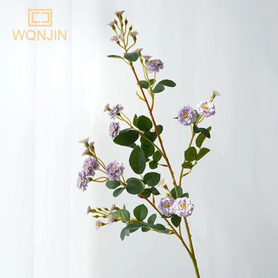 WQNJIN 75cm plave visokokvalitetne europske mini ruže duge grane umjetno svileno cvijeće kućni stol središnji dio sobe dekor