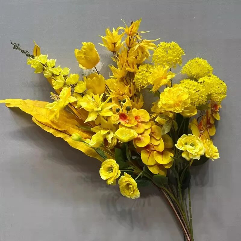 Žuta serija Umjetno cvijeće Biljke DIY Prolaz za vjenčanje Cvjetni aranžman Prozor Materijali za izlaganje Božićni dekor Rekvizit za događaj