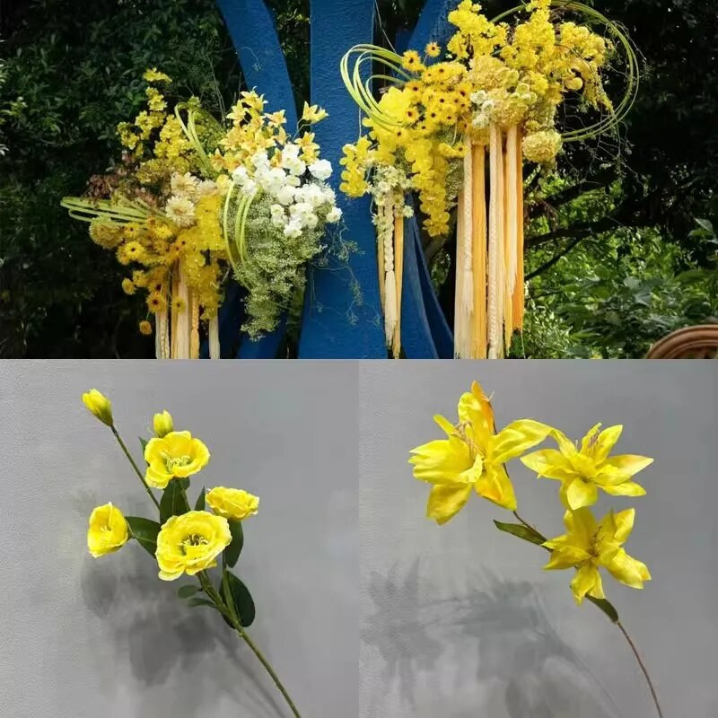 Žuta serija Umjetno cvijeće Biljke DIY Prolaz za vjenčanje Cvjetni aranžman Prozor Materijali za izlaganje Božićni dekor Rekvizit za događaj