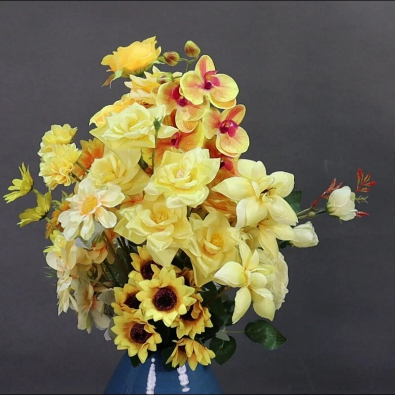 Žuta serija Umjetno cvijeće Biljke DIY Prolaz za vjenčanje Cvjetni aranžman Prozor Materijali za izlaganje Božićni dekor Rekvizit za događaj