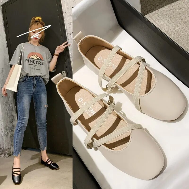Proljeće Jesen Ženske balerinke s elastičnom trakom Cipele Mary Janes Udobne ženske cipele na natikače Ženske cipele za slobodno vrijeme 9010N