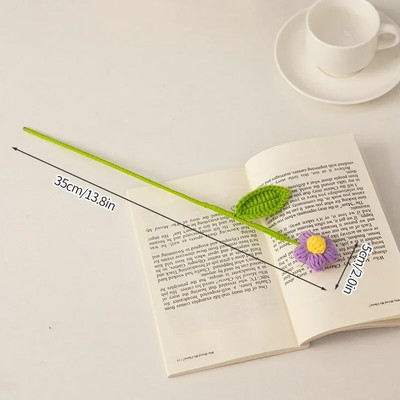 Ar rokām adīts tamborēts ziedu pušķis piena kokvilnas margrietiņa mākslīgie ziedi mājās gatavoti austi ziedi Ziemassvētku dāvanai Jaungada dekors 꽃다발