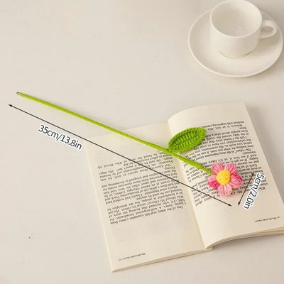 Ar rokām adīts tamborēts ziedu pušķis piena kokvilnas margrietiņa mākslīgie ziedi mājās gatavoti austi ziedi Ziemassvētku dāvanai Jaungada dekors 꽃다발