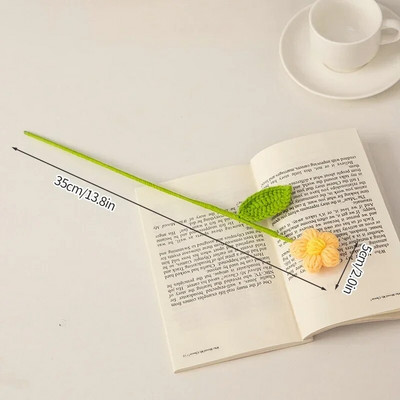 Ar rokām adīts tamborēts ziedu pušķis piena kokvilnas margrietiņa mākslīgie ziedi mājās gatavoti austi ziedi Ziemassvētku dāvanai Jaungada dekors 꽃다발