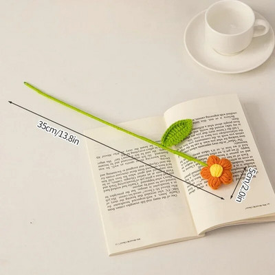 Ar rokām adīts tamborēts ziedu pušķis piena kokvilnas margrietiņa mākslīgie ziedi mājās gatavoti austi ziedi Ziemassvētku dāvanai Jaungada dekors 꽃다발