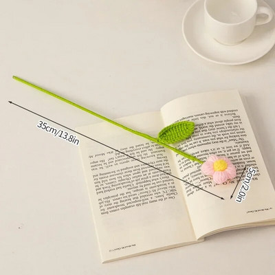 Ar rokām adīts tamborēts ziedu pušķis piena kokvilnas margrietiņa mākslīgie ziedi mājās gatavoti austi ziedi Ziemassvētku dāvanai Jaungada dekors 꽃다발