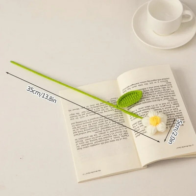 Ar rokām adīts tamborēts ziedu pušķis piena kokvilnas margrietiņa mākslīgie ziedi mājās gatavoti austi ziedi Ziemassvētku dāvanai Jaungada dekors 꽃다발