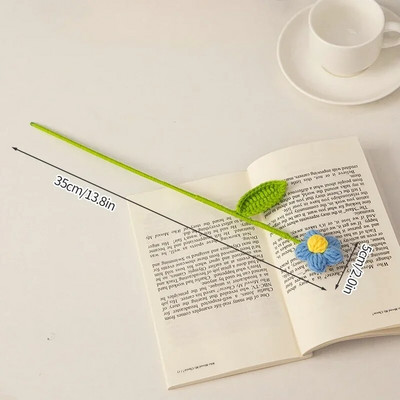 Ar rokām adīts tamborēts ziedu pušķis piena kokvilnas margrietiņa mākslīgie ziedi mājās gatavoti austi ziedi Ziemassvētku dāvanai Jaungada dekors 꽃다발