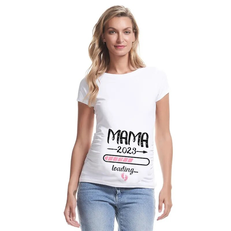 2023. Nova slatka majica kratkih rukava za par s najavom trudnoće Majica za trudnice s printom za bebe, tata + mama + beba Odjeća za trudnice