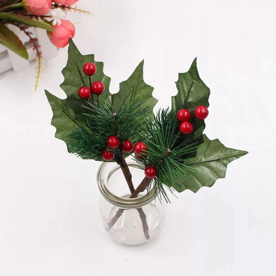 1 db DIY mesterséges piros bogyós karácsonyi gyümölcscsokor lakberendezési esküvői mini koszorús dekoráció karácsonyi újévi díszített díszdobozban