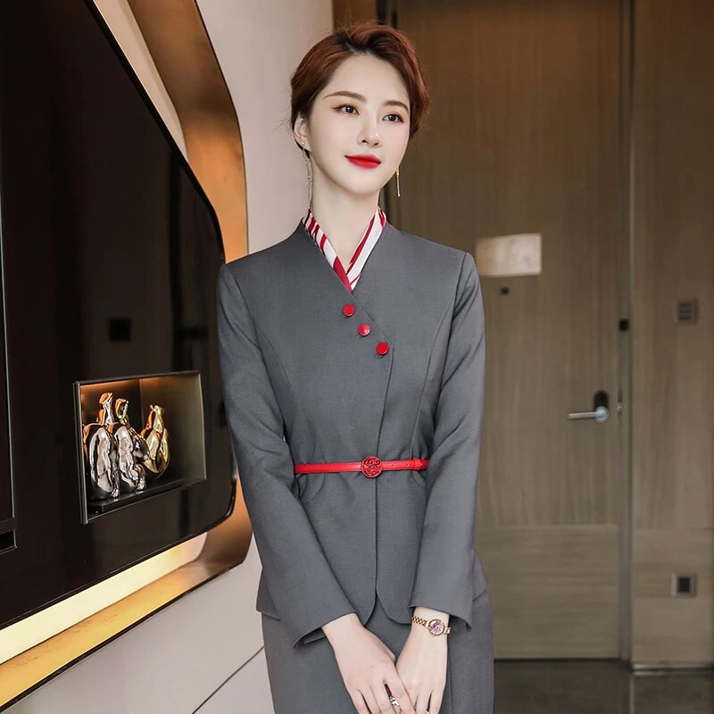 Modes dāmu tumši zils žakete sieviešu biznesa kostīmi bikses un jakas komplekti darba biroja formas tērpi