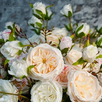 SunMade 6 Heads Austin Rose Branch Silk Wedding Flowers Flores Artificales Διακόσμηση σπιτιού Ανθοσυνθέσεις DIY