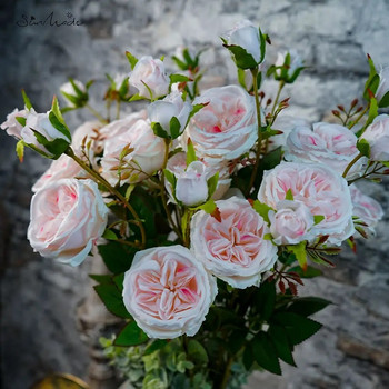 SunMade 6 Heads Austin Rose Branch Silk Wedding Flowers Flores Artificales Διακόσμηση σπιτιού Ανθοσυνθέσεις DIY