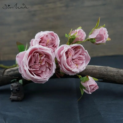 SunMade 6 Heads Austin Rose Branch Svileno vjenčano cvijeće Flores Artificales Home Decor Cvjetni aranžman DIY