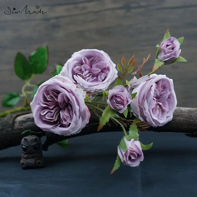 SunMade 6 Heads Austin Rose Branch Svileno vjenčano cvijeće Flores Artificales Home Decor Cvjetni aranžman DIY