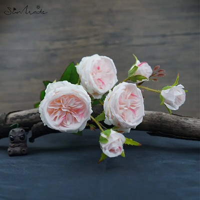 SunMade 6 Heads Austin Rose Branch Svileno vjenčano cvijeće Flores Artificales Home Decor Cvjetni aranžman DIY