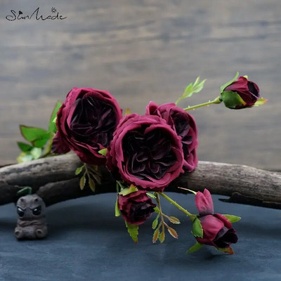 SunMade 6 Heads Austin Rose Branch Svileno vjenčano cvijeće Flores Artificales Home Decor Cvjetni aranžman DIY