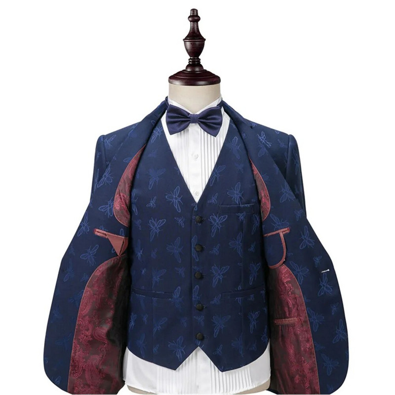 Aukštos kokybės (bliuzonas + liemenė + kelnės) vyriškas siuvinėtas plonas elegantiškas madingas, paprastas verslo laisvalaikio džentelmeniškas kostiumas, 3 dalių