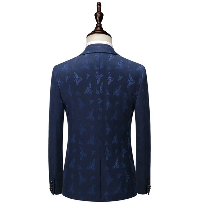 Aukštos kokybės (bliuzonas + liemenė + kelnės) vyriškas siuvinėtas plonas elegantiškas madingas, paprastas verslo laisvalaikio džentelmeniškas kostiumas, 3 dalių