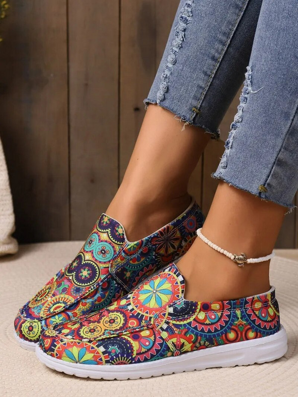 Ženski novi trend, ležerne papuče s printom, modne niske majice, velike veličine, uzorka u boji, udobne tenisice